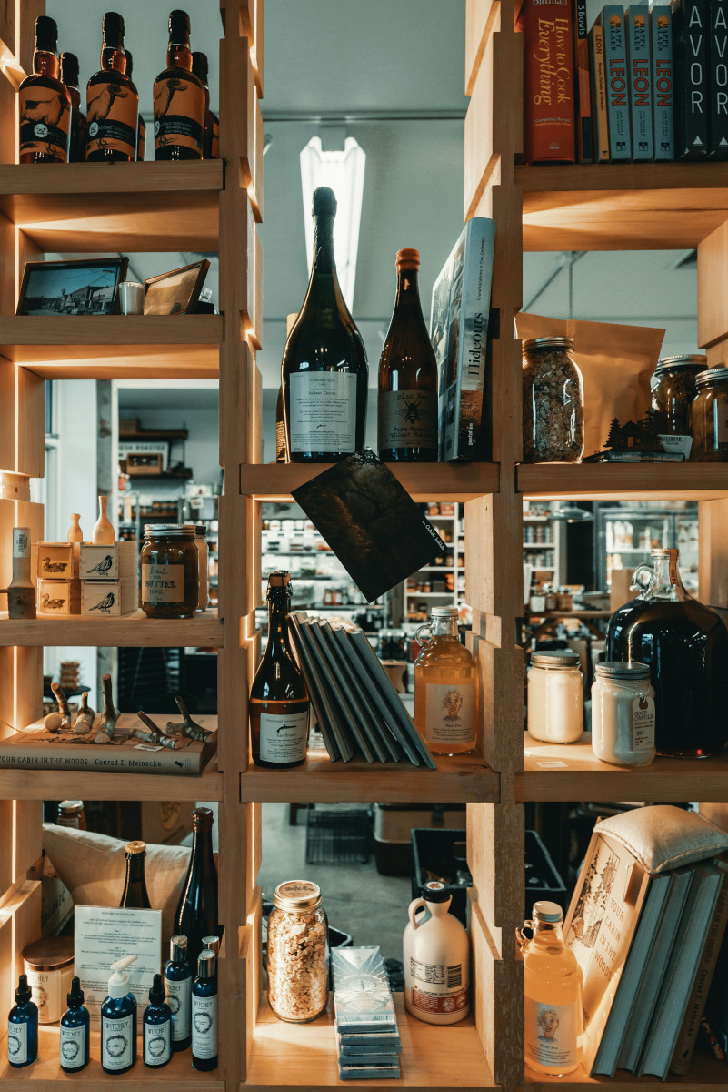 Traditional shop shelves